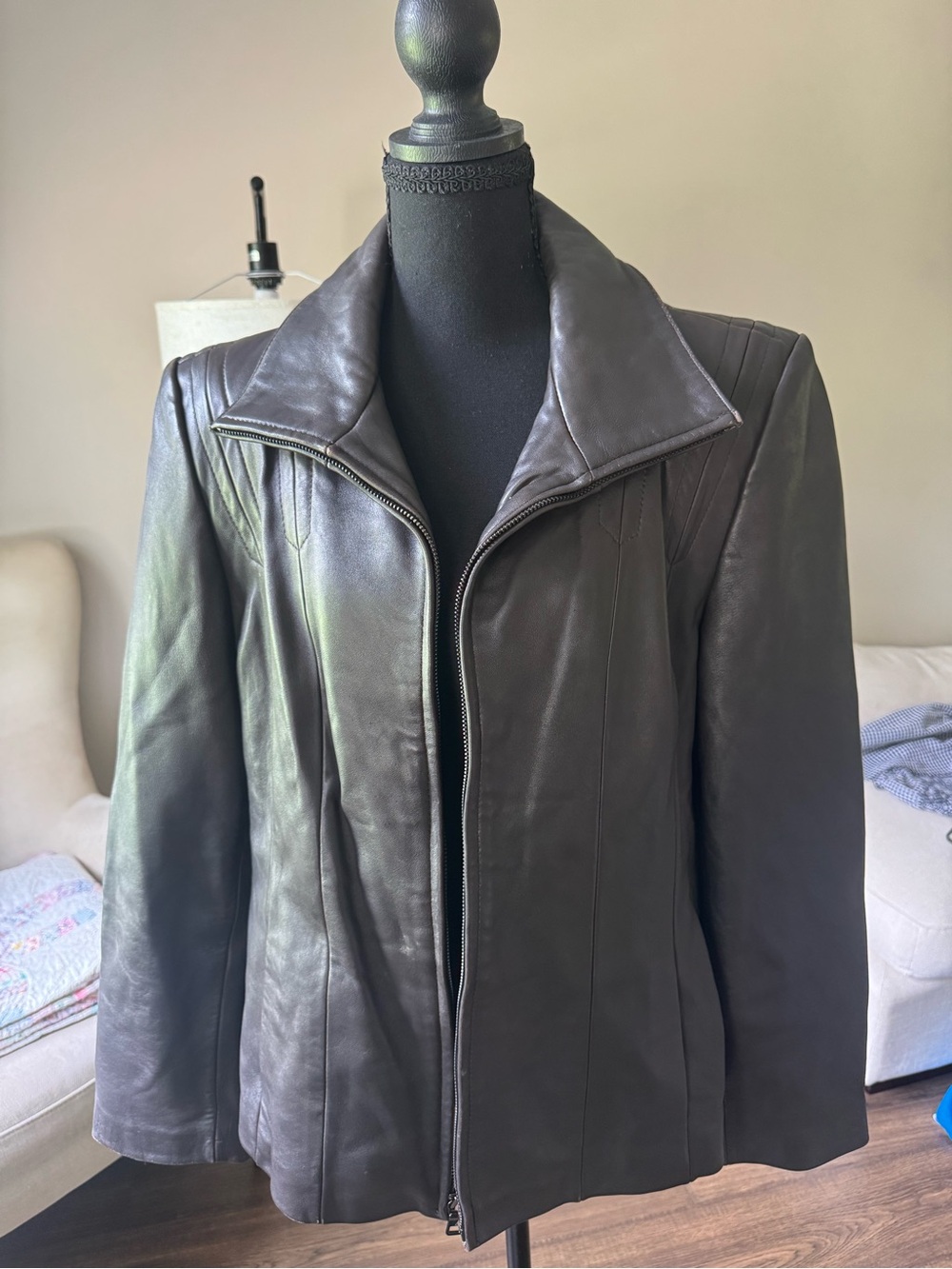 Avanti Dark Brown Leather Zip Jacket